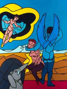 Valerio Adami - L'angelo e l'elefante, 2016, acrilico su tela Valerio Adami - L'angelo e l'elefante, 2016, acrilico su tela
