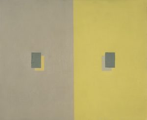 Antonio Calderara, Peso ottico giallo e grigio in rettangoli sovrapposti, 1960