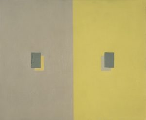 Antonio Calderara, Peso ottico giallo e grigio in rettangoli sovrapposti, 1960