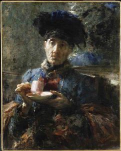 Antonio Mancini, vecchia donna bevendo the, 1907; dipinto ad olio, 73.7x59.7 cm