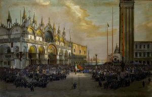Luigi Querena, Il Popolo di Venezia solleva il Tricolore in Piazza San Marco, 1850